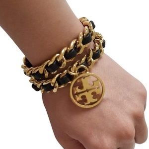 Tory Burch Metallic Chain Double Wrap Bracelet NWT